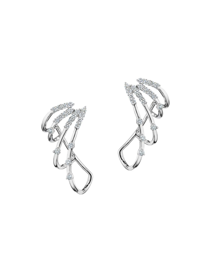 Shop Hueb Women's Luminus 18k White Gold & Diamond Wraparound Earrings