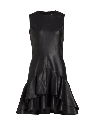 Shop Shoshanna Women's Bristol Faux Leather Minidress In Black