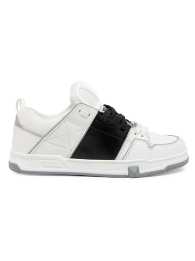 Shop Valentino Men's Open Skate Sneakers In White Black