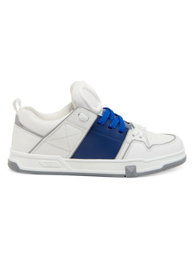 Shop Valentino Men's Open Skate Sneakers In White Blue
