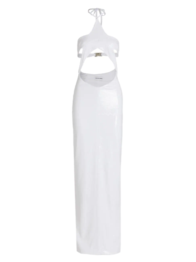 Shop Christian Cowan Women's Metallic Halter Gown In White
