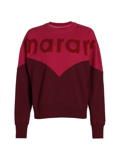 Shop Isabel Marant Étoile Women's Houston Colorblocked Logo Sweatshirt In Burgundy