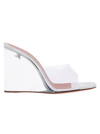 Shop Amina Muaddi Women's Lupita Glass Wedge Sandals In Transparent