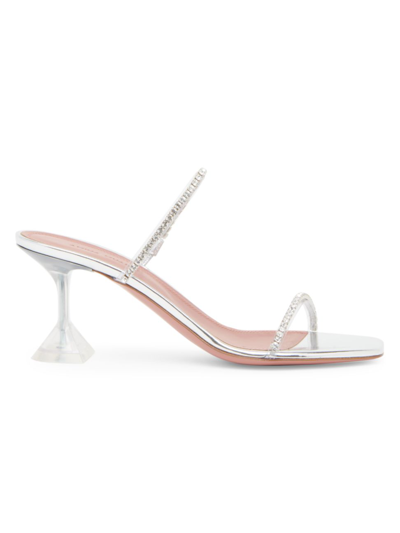 Shop Amina Muaddi Women's Gilda Glass Crystal-embellished Mules In Transparent