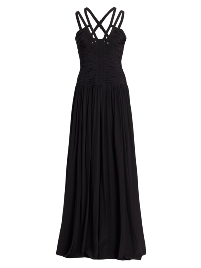 Ulla Johnson Anya Gathered Dropped Waist Gown In Black | ModeSens