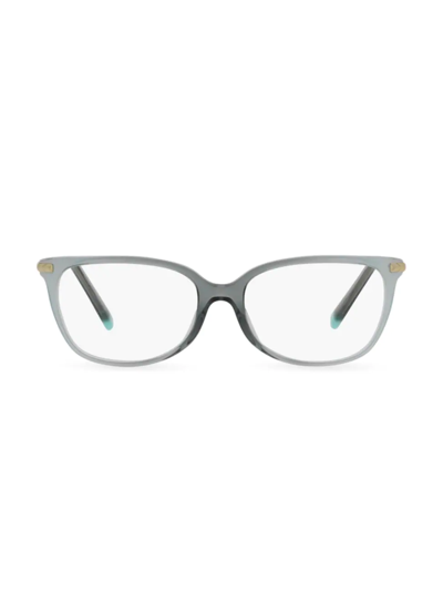 Shop Tiffany & Co Women's Wheat Leaf 54mm Rectangle Optical Eyeglasses In Green Gradient