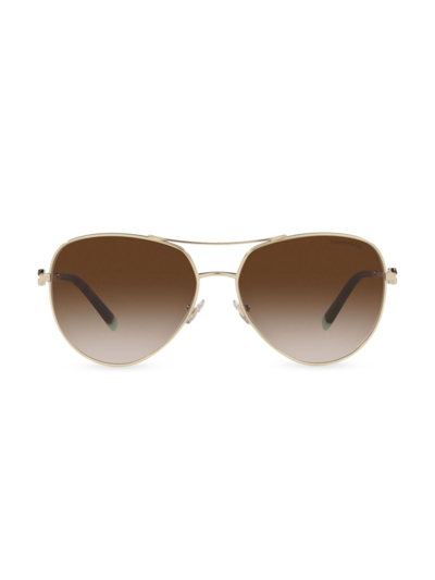 Shop Tiffany & Co Women's 59mm Aviator Sunglasses In Pale Gold