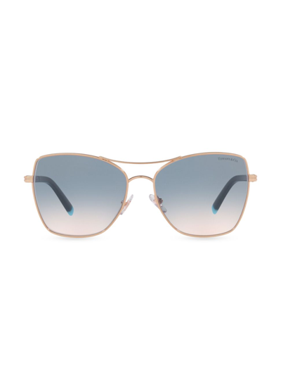 Shop Tiffany & Co Women's Diamond Point 59mm Square Sunglasses In Rose Gold