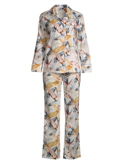 Shop The Lazy Poet Women's Emma Plume 2-piece Pajama Set In White Multi