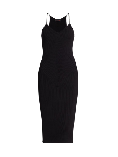 Shop Yigal Azrouël Women's Serenity Chain-strap Midi-dress In Jet Black