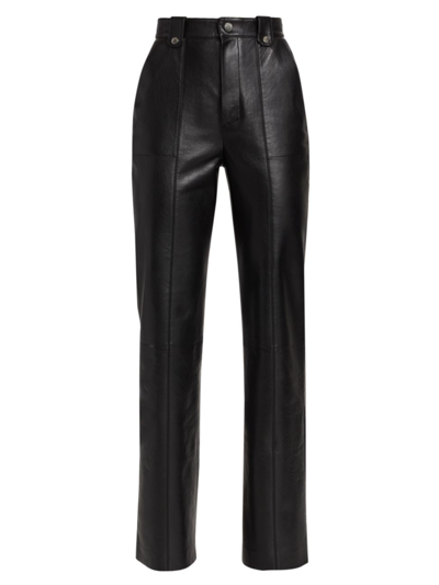 Shop Nanushka Women's Regenerated Leather Straight-fit Pants In Black