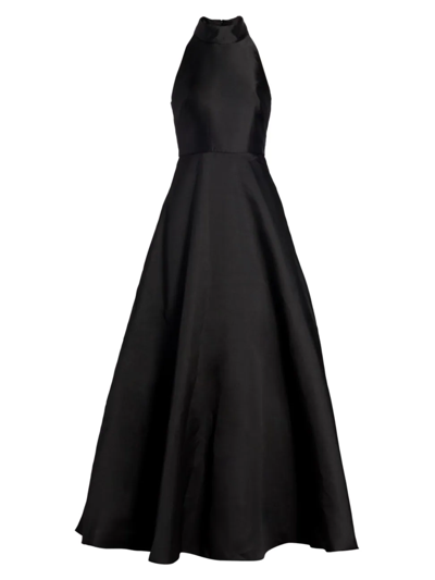 Shop ml Monique Lhuillier Women's Halter Satin Ball Gown In Black