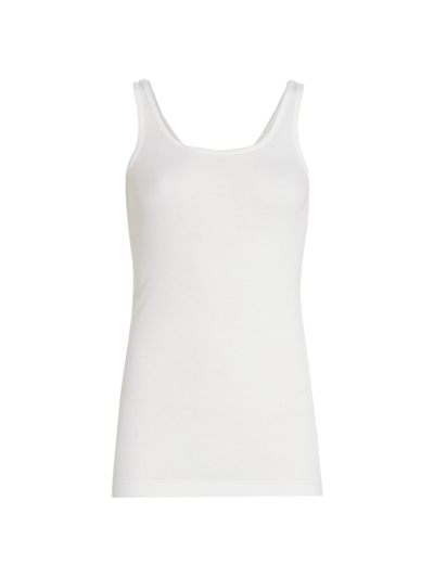 Shop Vince Women's Rib-knit Cotton-blend Tank Top In White