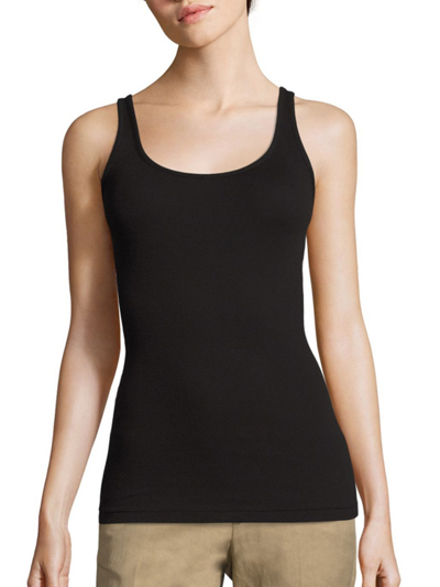 Shop Vince Women's Rib-knit Cotton-blend Tank Top In Black