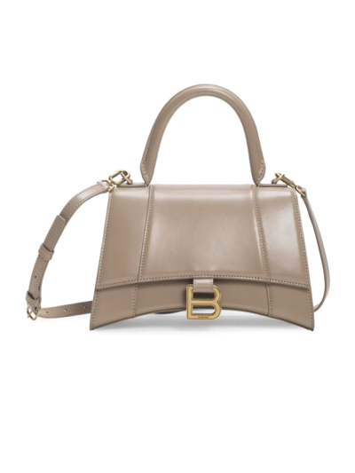 Shop Balenciaga Small Hourglass Leather Top Handle Bag In Sahara