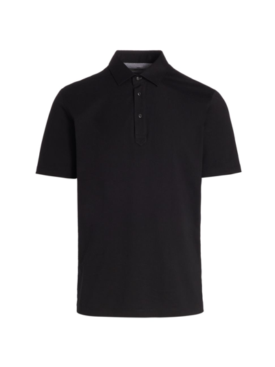 Shop Brunello Cucinelli Men's Jersey Polo Shirt In Black