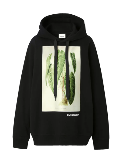 Shop Burberry Women's Poulter Botanical Pullover Hoodie In Black