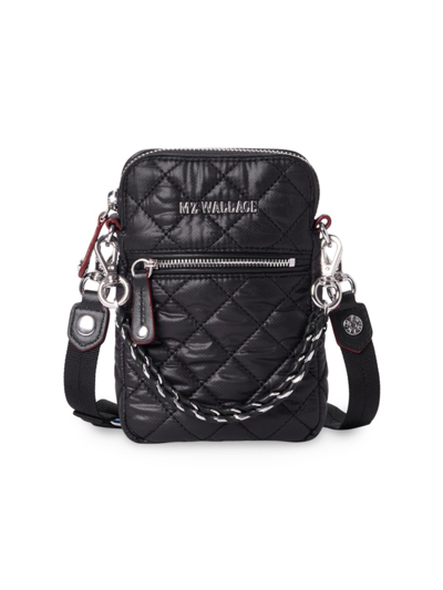 Shop Mz Wallace Women's Micro Crosby Quilted Nylon Crossbody Bag In Black