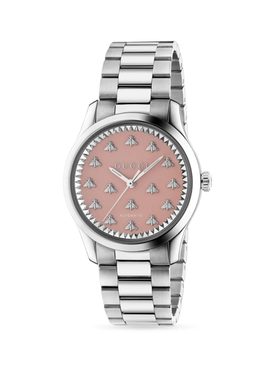 Shop Gucci Men's G-timeless Automatic Stainless Steel Bracelet Watch In Silver