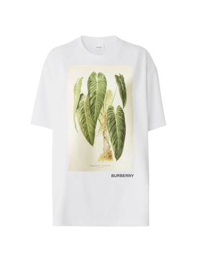 Shop Burberry Women's Carrick Botanical T-shirt In White