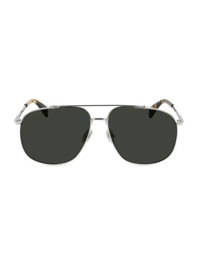 Shop Lanvin Men's Jl 60mm Aviator Sunglasses In Silver Green