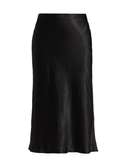 Shop Vince Women's Satin Midi-skirt In Black
