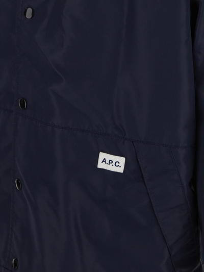 Shop Apc Logo Tag Jacket In Blue