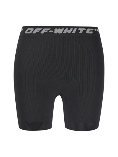 Shop Off-white Logo Band Shorts In Black