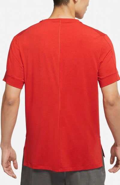 Shop Nike Dri-fit Yoga T-shirt In Redstone/ Chile Red/ Black