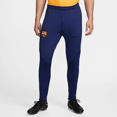 Shop Nike Men's F.c. Barcelona Dri-fit Strike Soccer Pants In Blue Void/vivid Orange/black