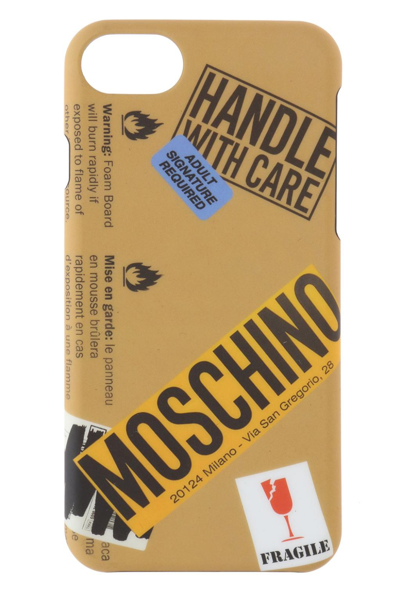 Shop Moschino Logo Print Iphone 6/6s/7 Case In Beige
