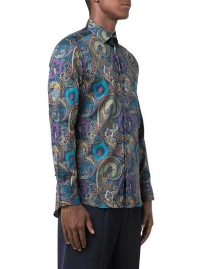 Shop Etro Shirt With Embroidered Logo In Multicolour