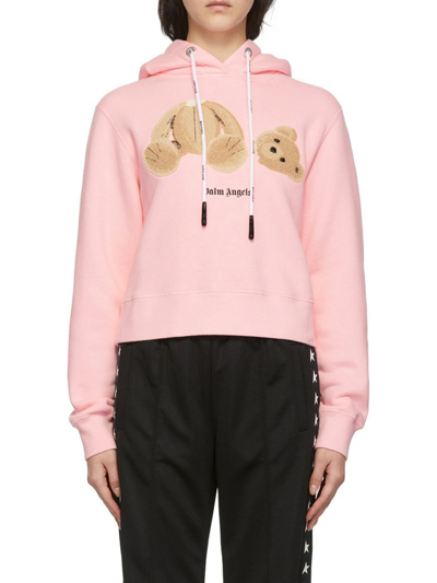 Shop Palm Angels Pink Pa Bear Hoodie In Nude & Neutrals