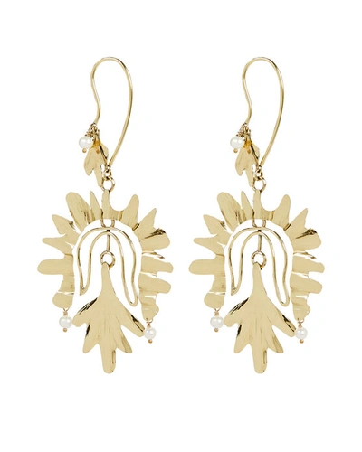 Shop Ulla Johnson Kanoa Loop Asymmetric Leaves Earrings In Gold