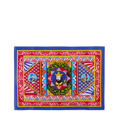 Dolce & Gabbana Set Linen Placemat And Napkin In Multicolor