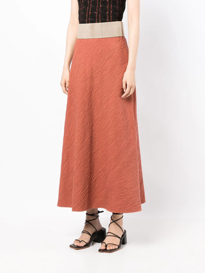 Shop Muller Of Yoshiokubo Wave High-waisted Long Skirt In Red