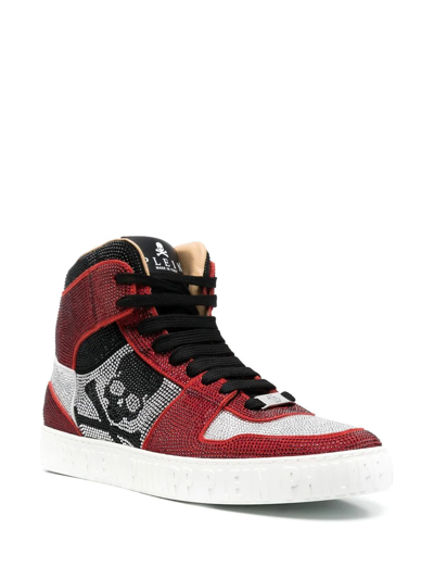 Shop Philipp Plein Strass Crystal-embellished Hi-top Sneakers In Black