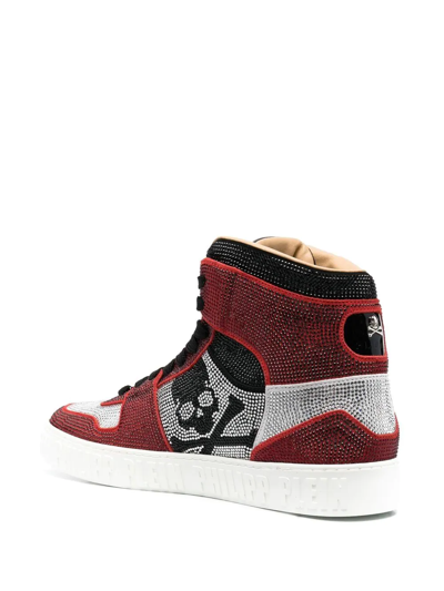 Philipp Plein Strass Crystal-embellished Hi-top Sneakers In Black