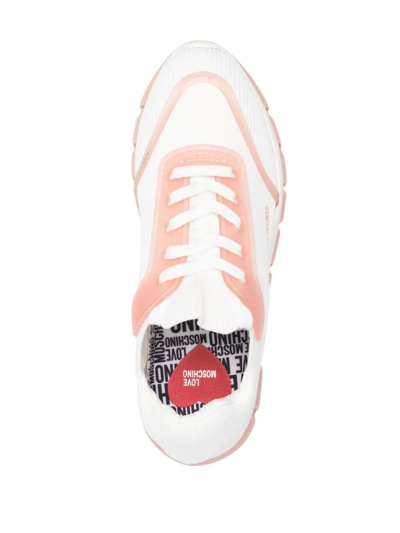 Shop Love Moschino Logo-print Lace-up Sneakers In White
