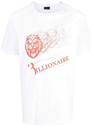 Shop Billionaire Logo-print Cotton T-shirt In White