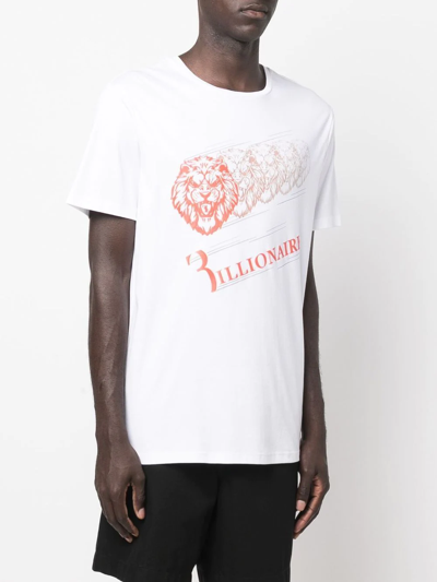 Shop Billionaire Logo-print Cotton T-shirt In White