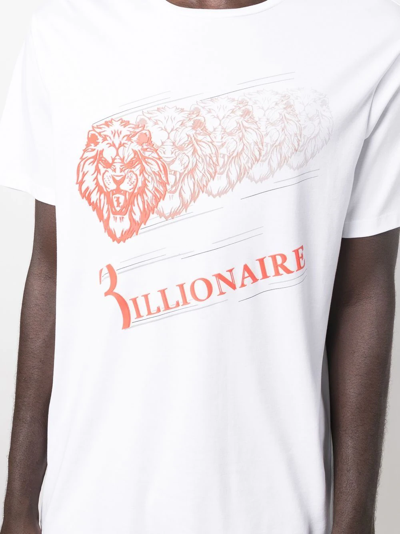 Shop Billionaire Logo-print Cotton T-shirt In White