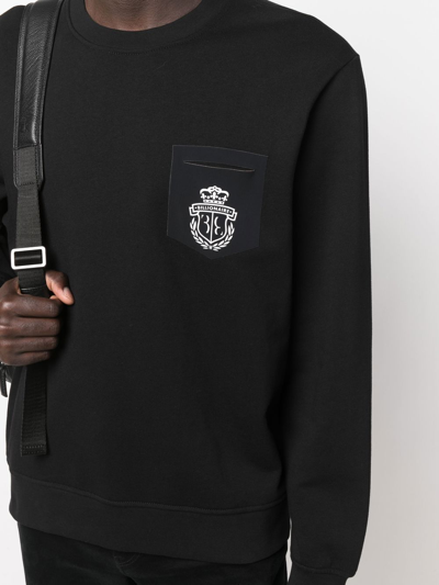 Shop Billionaire Logo-crest Cotton Sweatshirt In Black