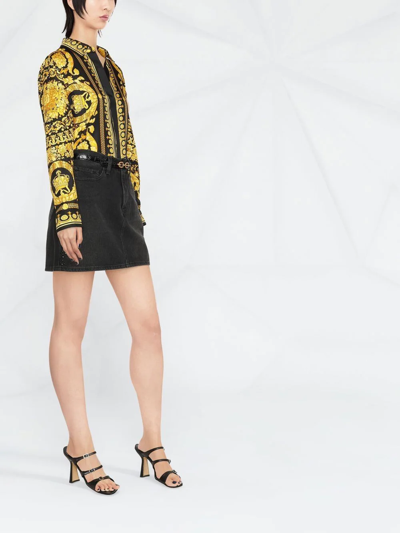 Shop Versace Barocco Silk Shirt In Black