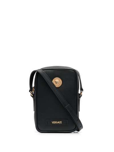 Shop Versace Medusa Biggie Crossbody Bag In Black