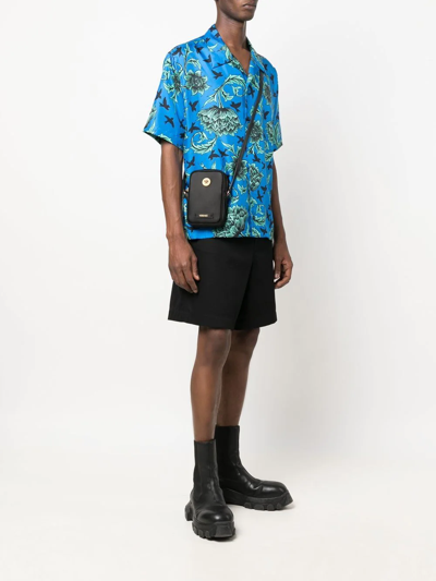 Versace Medusa Plaque Black Messenger Bag In Black