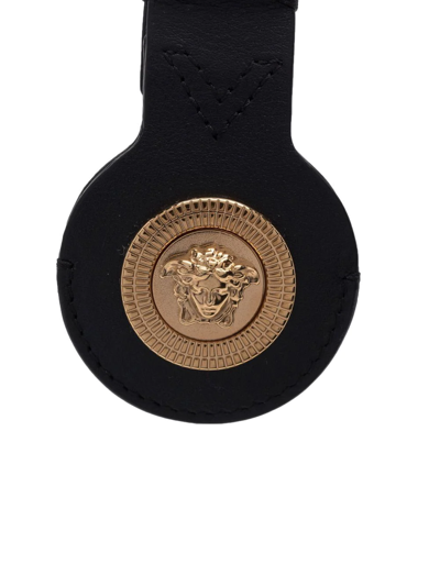 Shop Versace Medusa Plaque Keychain In Black