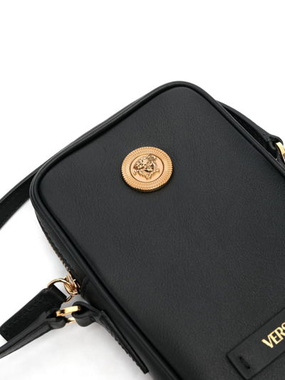Versace Medusa Plaque Black Messenger Bag In Black
