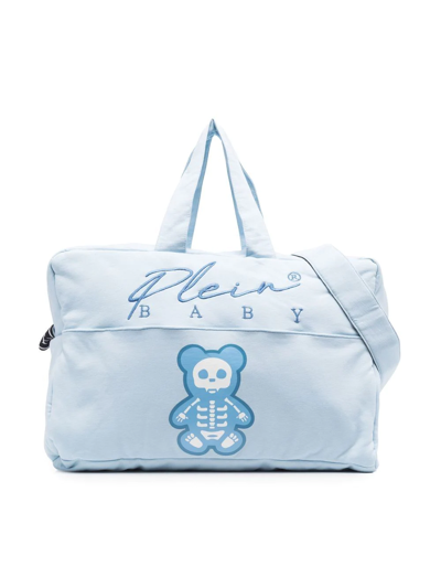 Shop Philipp Plein Junior Embroidered-logo Baby Changing Bag In Blue