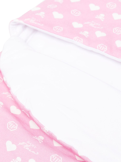 Philipp Plein All-over Heart-print Sleep Bag In Pink
